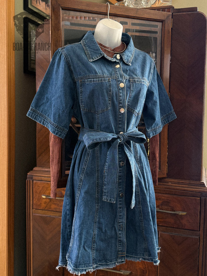 Belted Denim Shirt Dress