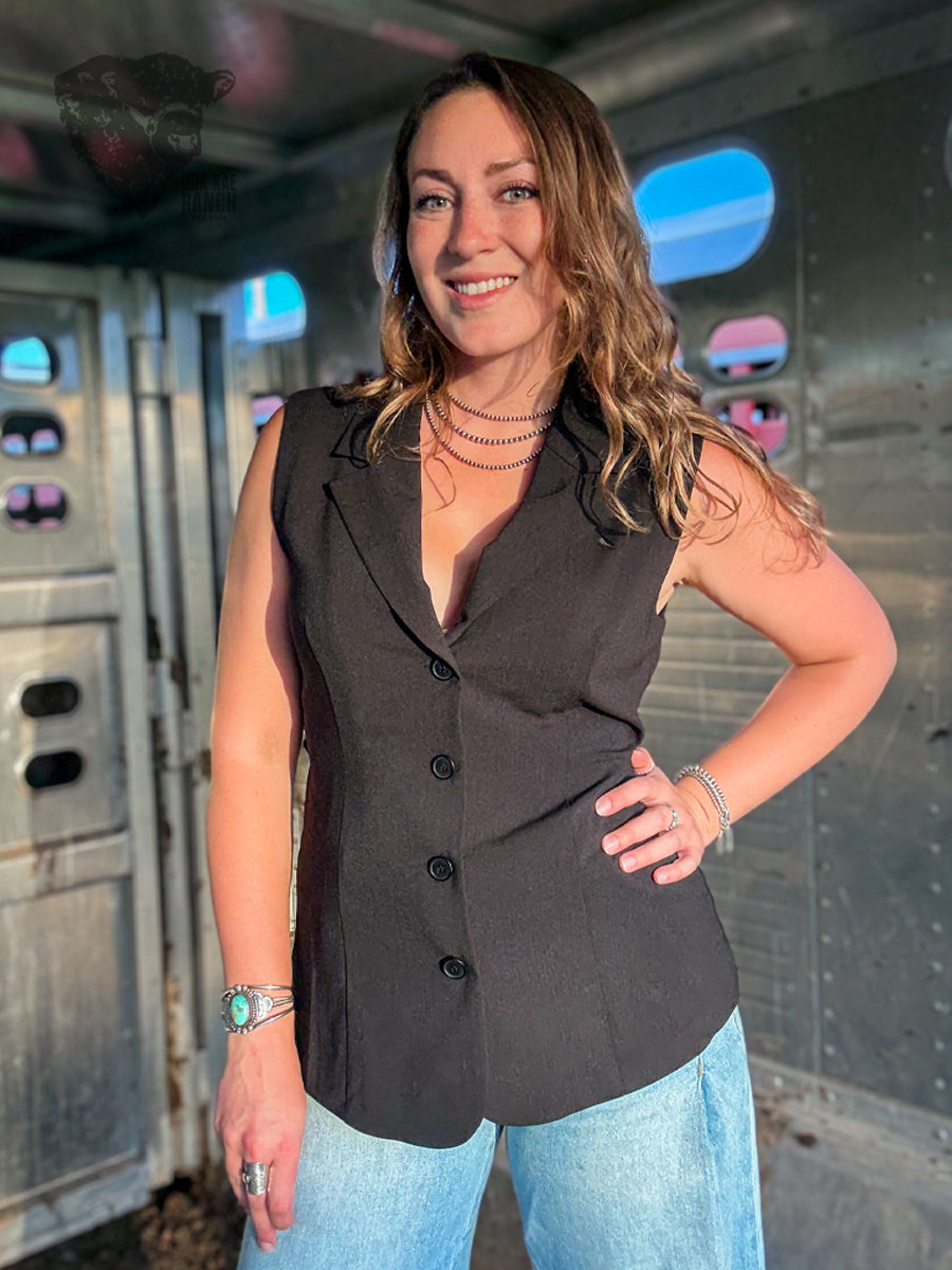 Belted Blazer Vest