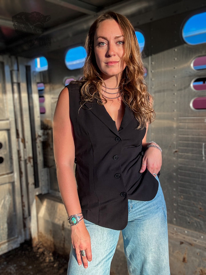Belted Blazer Vest
