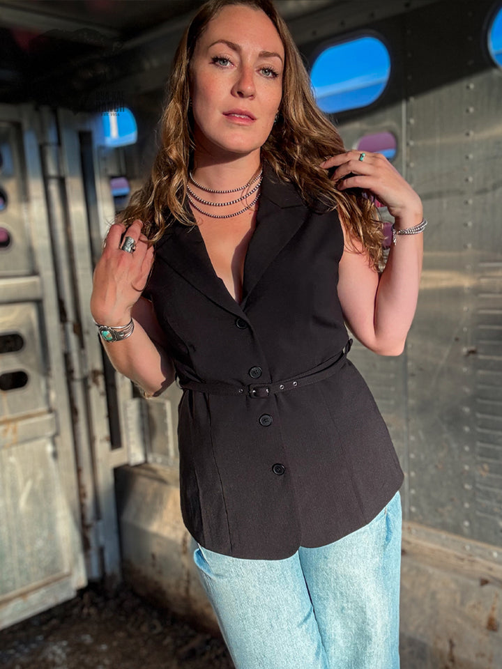 Belted Blazer Vest