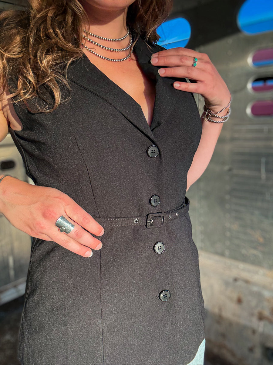 Belted Blazer Vest