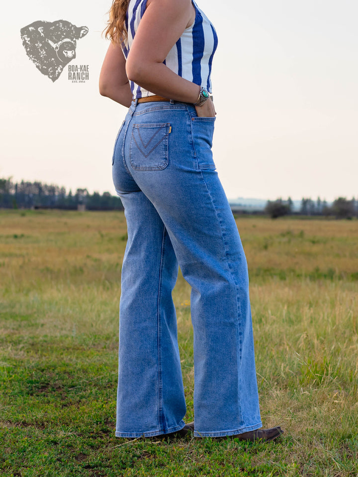 Square Pocket Wide Leg Jeans