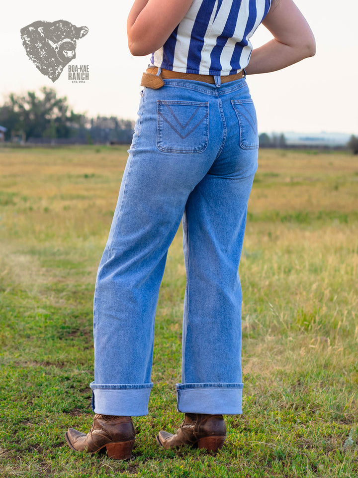 Square Pocket Wide Leg Jeans