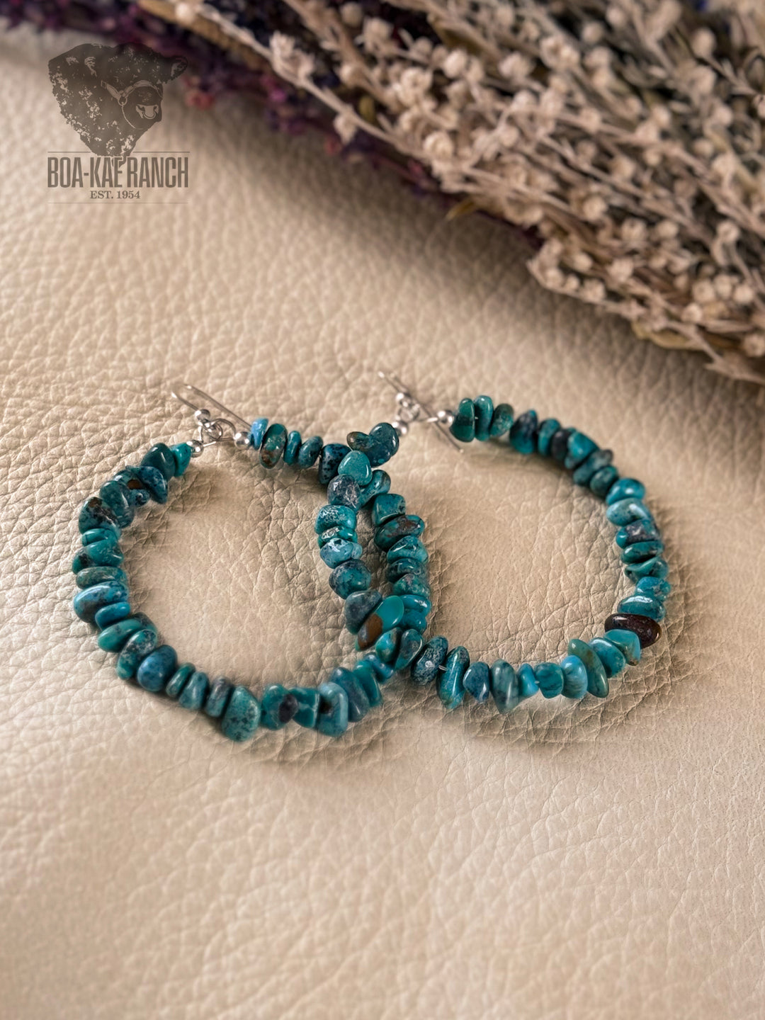 Turquoise Chip Hoop Earrings