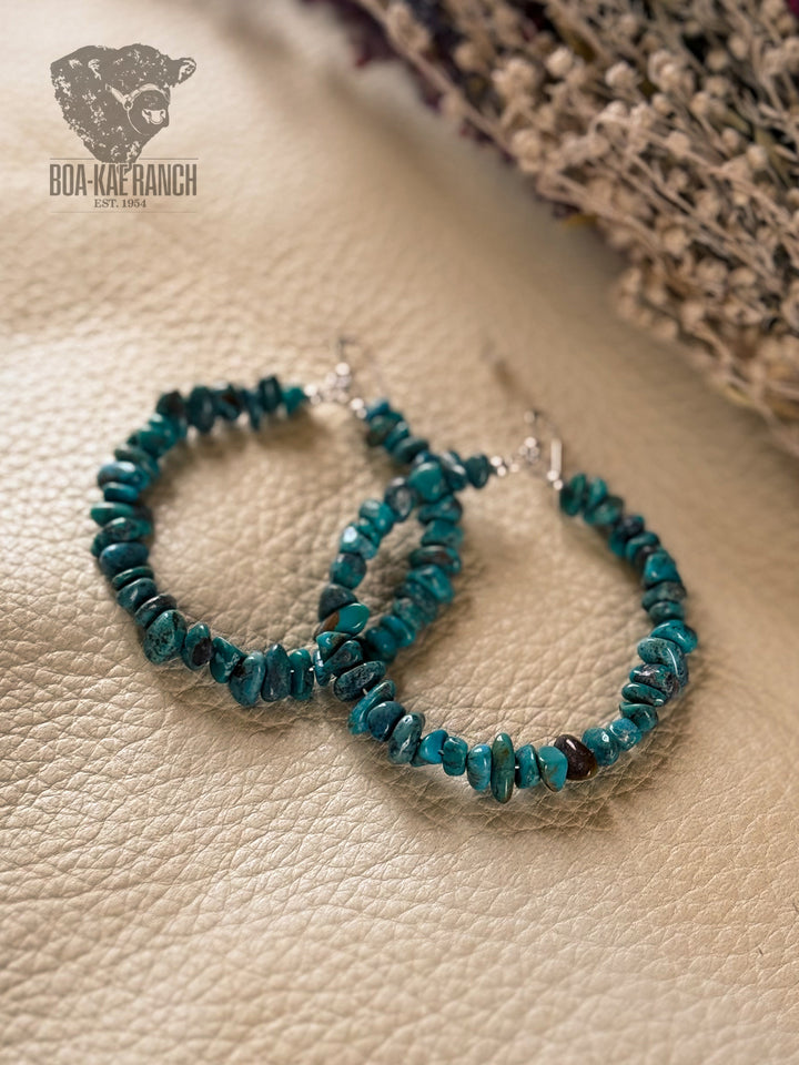 Turquoise Chip Hoop Earrings