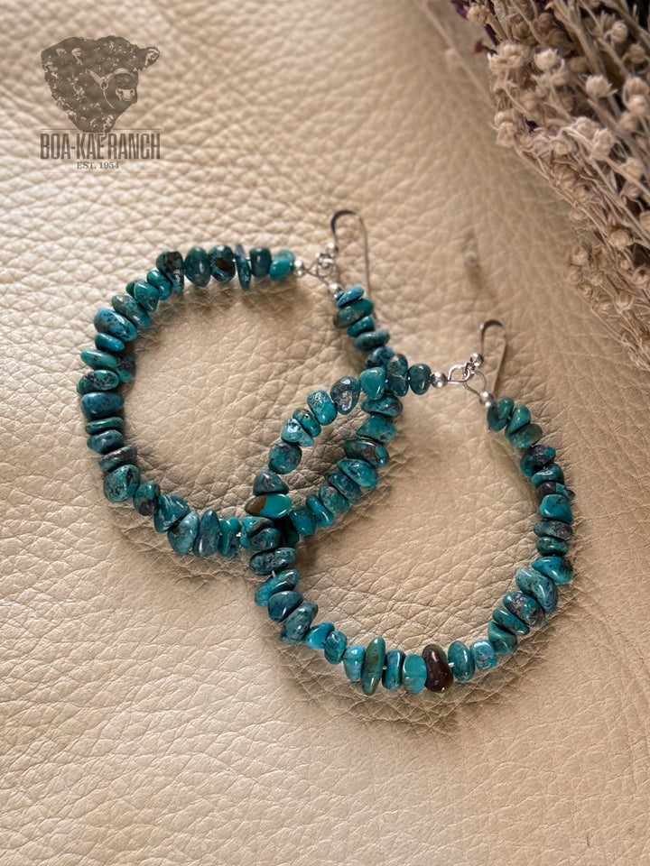 Turquoise Chip Hoop Earrings