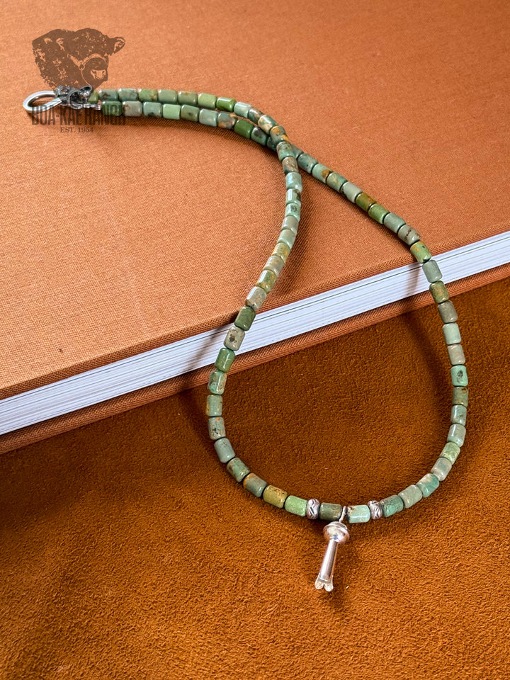 Royal Beauty Turquoise & Squash Blossom Necklace