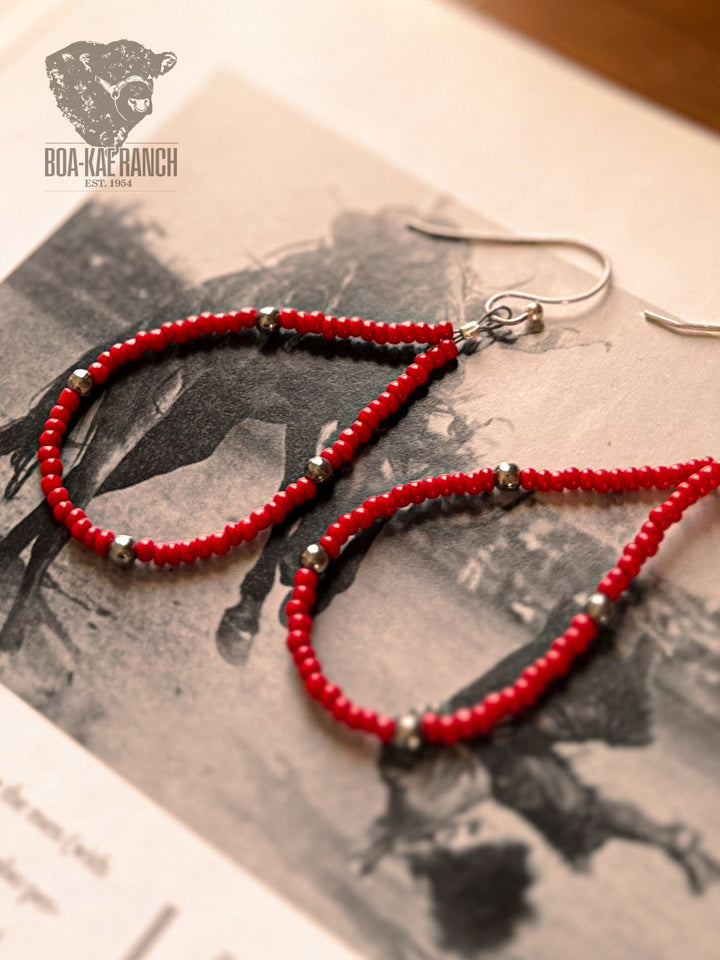 Red & Silver Teardrop Earrings