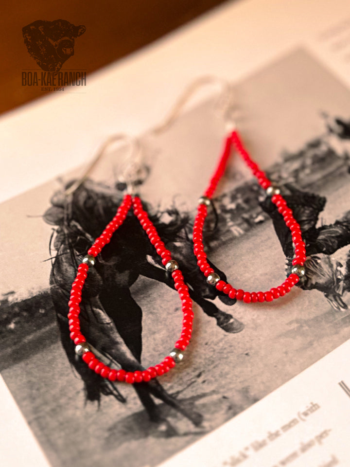 Red & Silver Teardrop Earrings