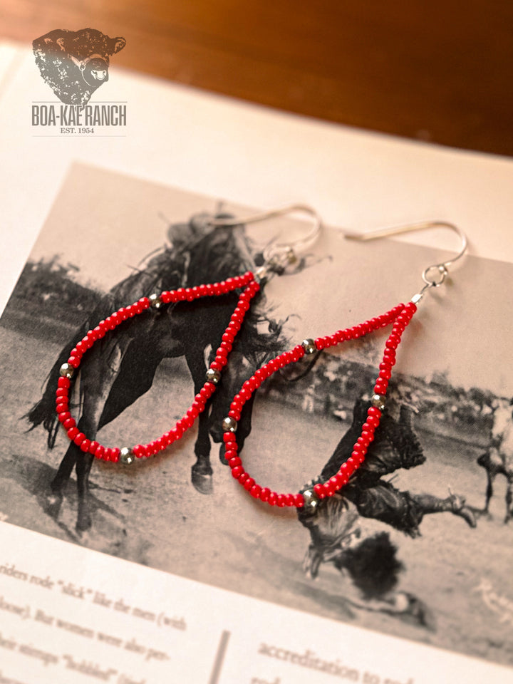 Red & Silver Teardrop Earrings