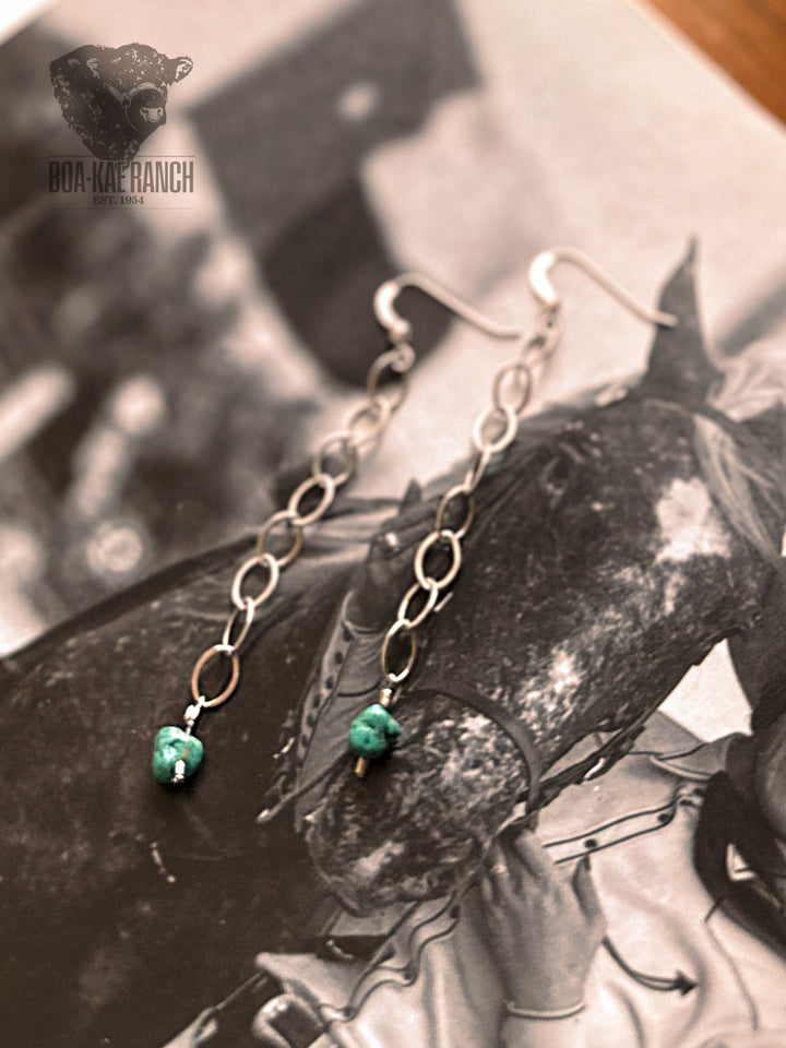 Silver Chain & Turquoise Earrings