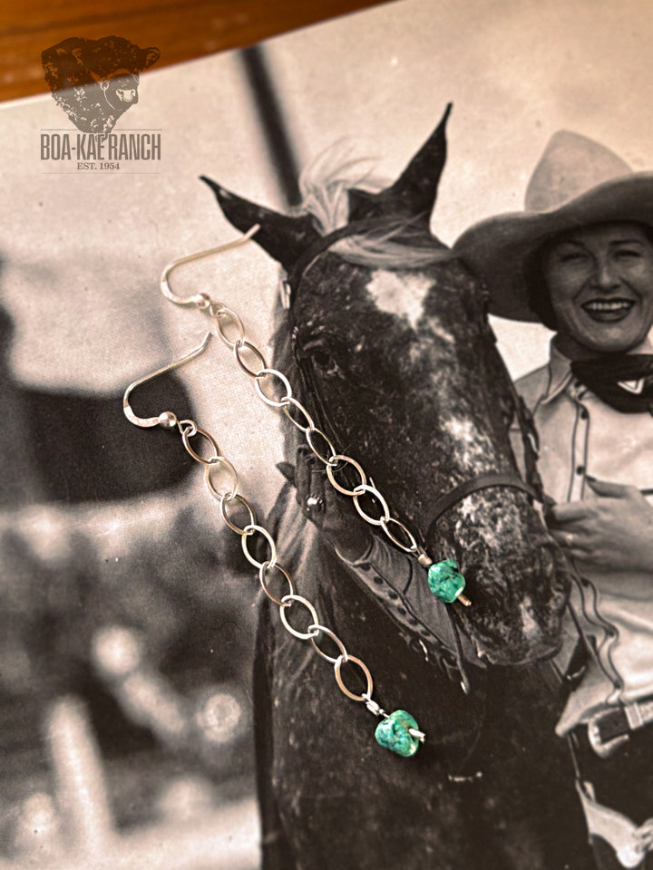 Silver Chain & Turquoise Earrings