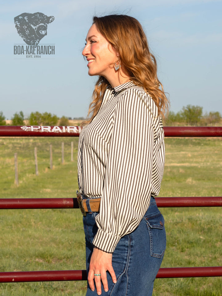 Striped Scallop Trim Blouse