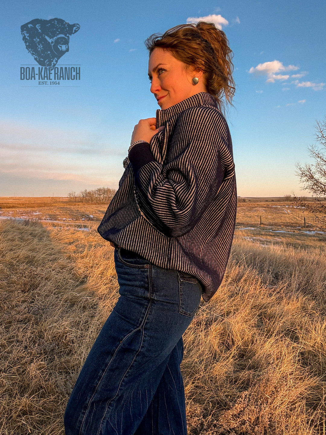 Quarter Zip Raglan Sleeve Two-Tone Sweater