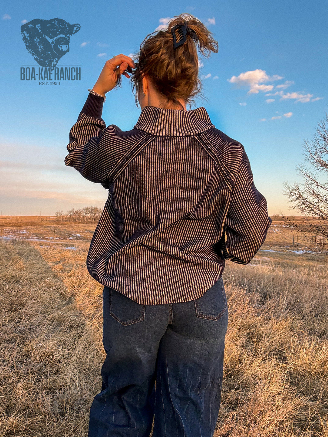 Quarter Zip Raglan Sleeve Two-Tone Sweater