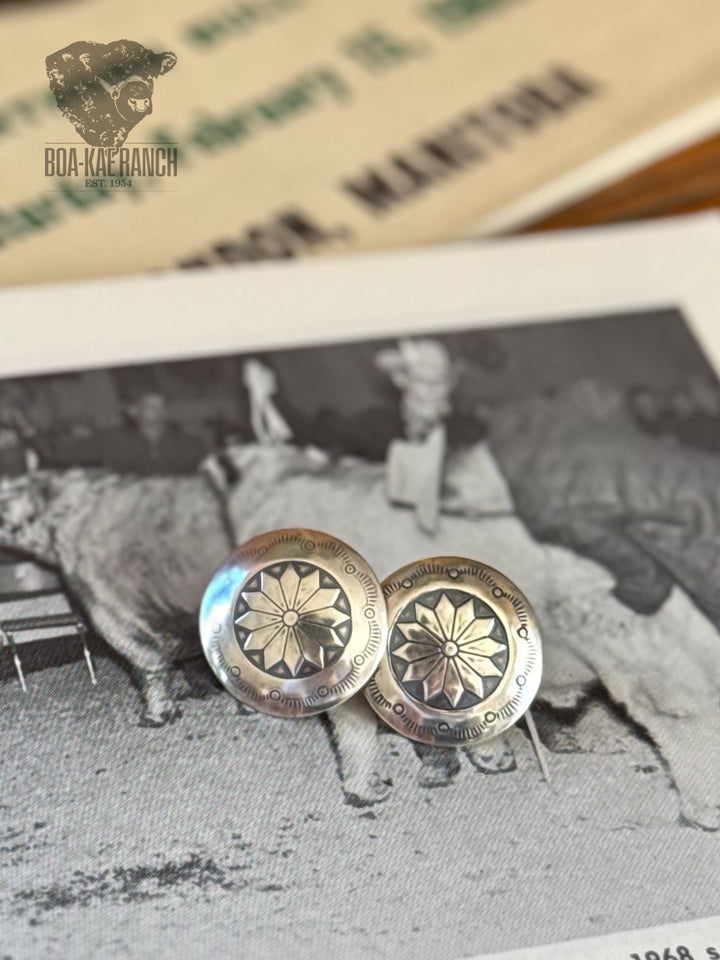 Traditional Stamped Sterling Button Stud Earrings - Small Star