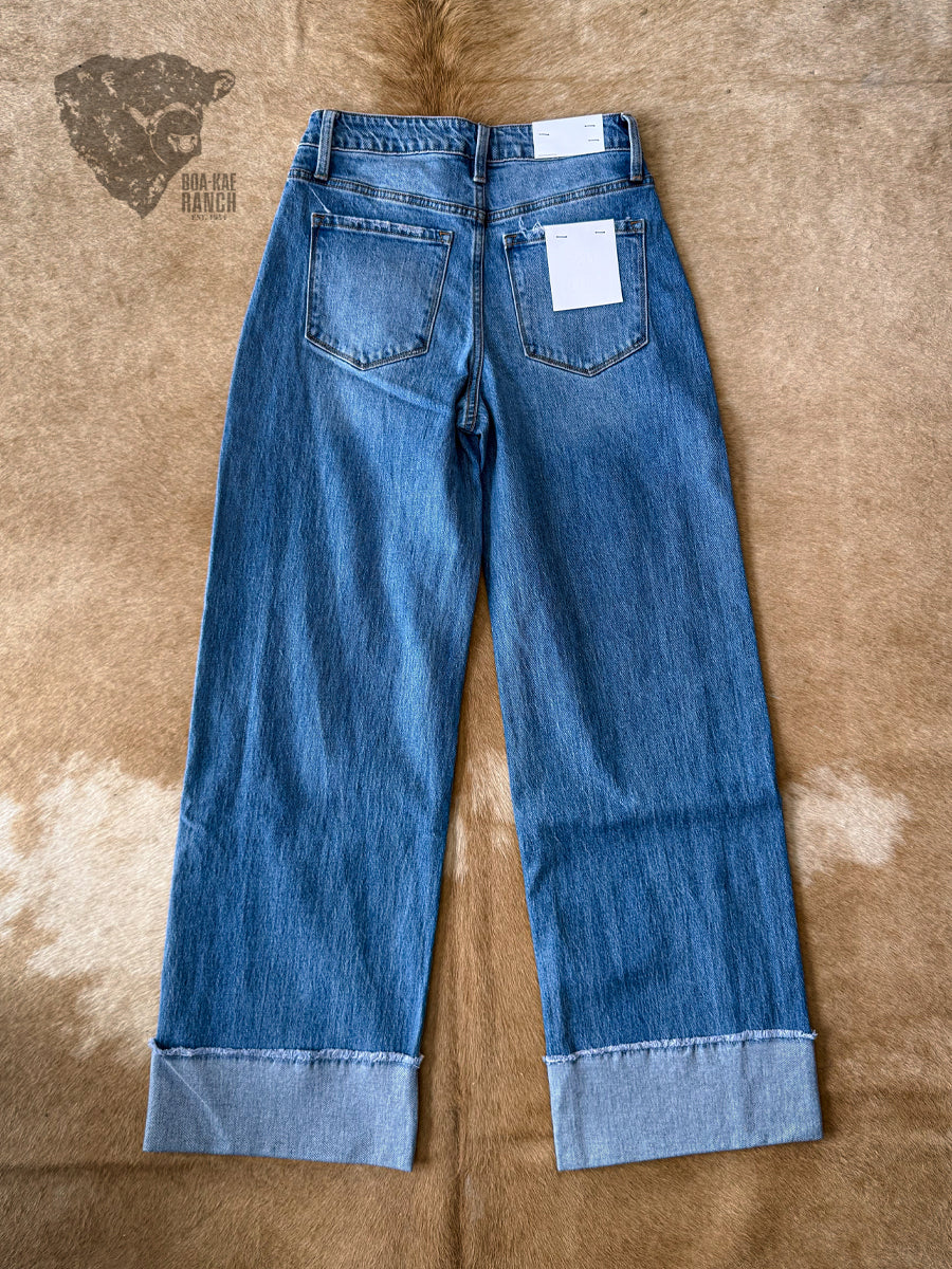 Vervet Olivia Cuffed Wide Leg Jeans