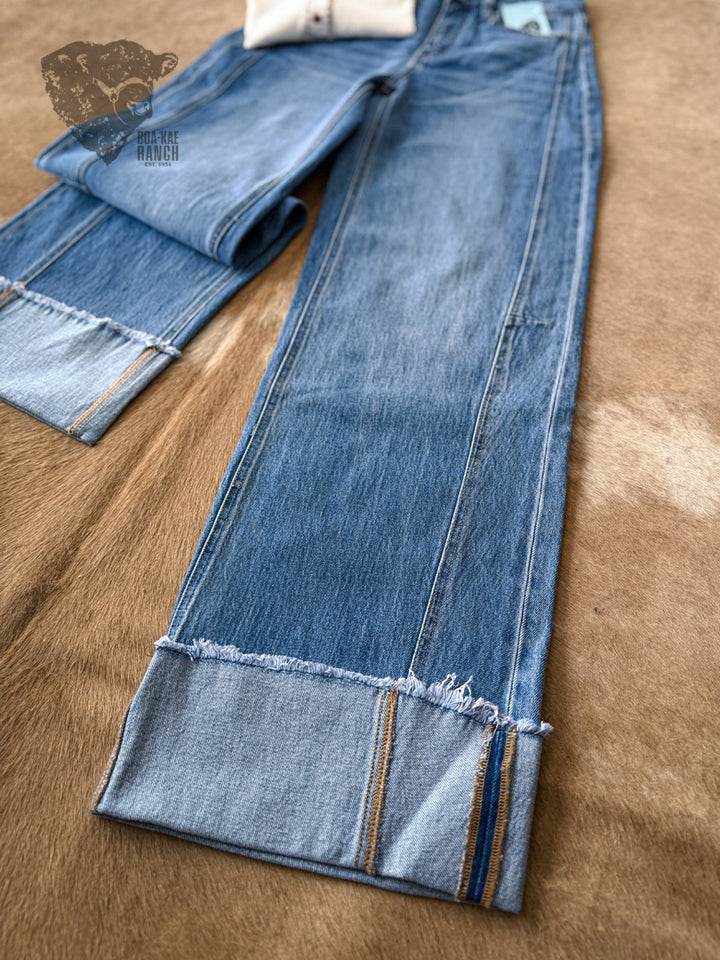 Vervet Olivia Cuffed Wide Leg Jeans