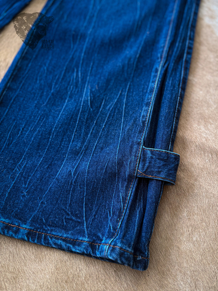 Vibrant Palazzo Leg Snap Jeans