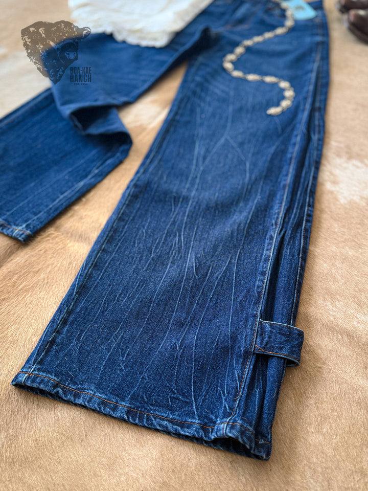 Vibrant Palazzo Leg Snap Jeans