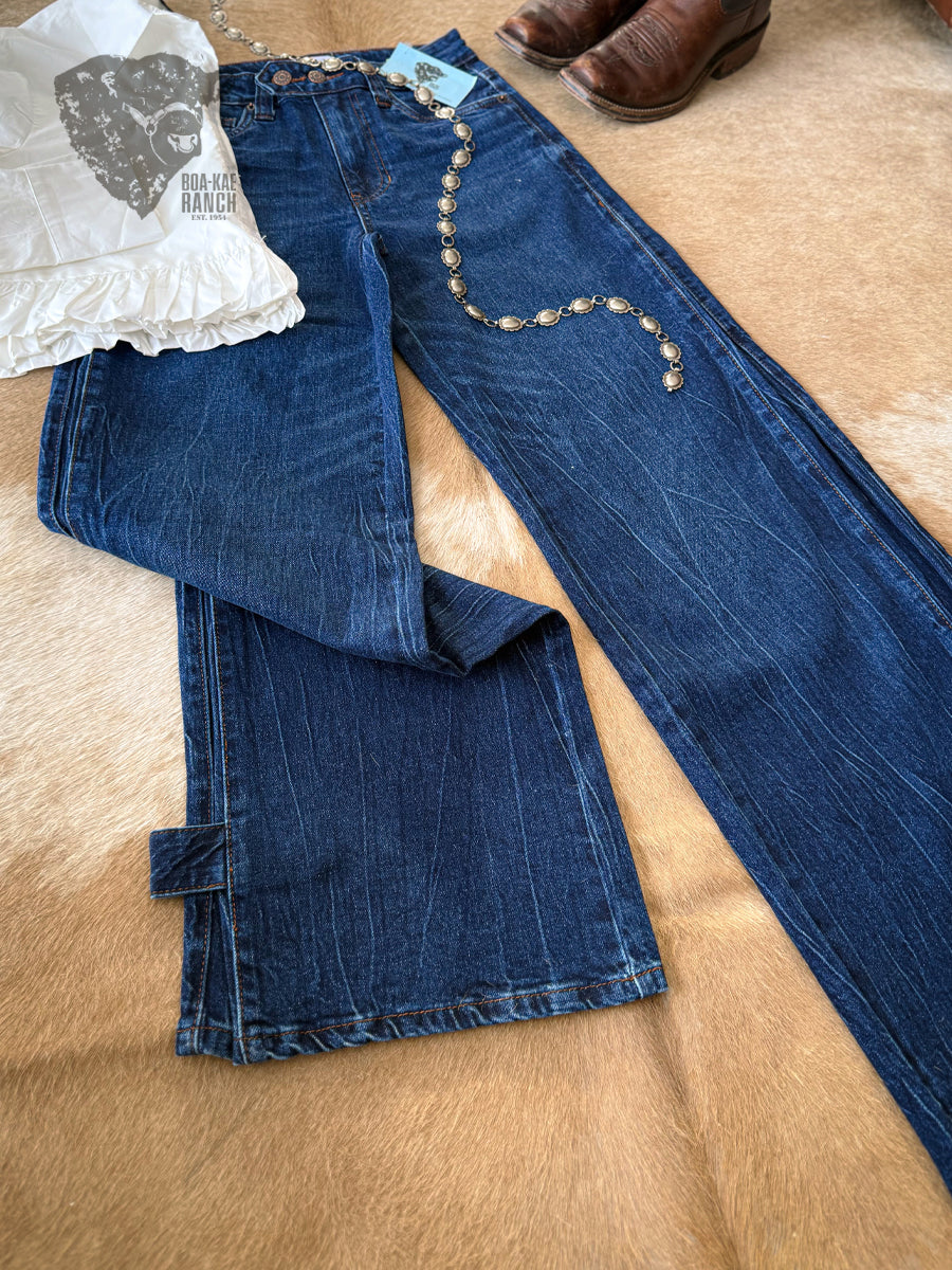 Vibrant Palazzo Leg Snap Jeans
