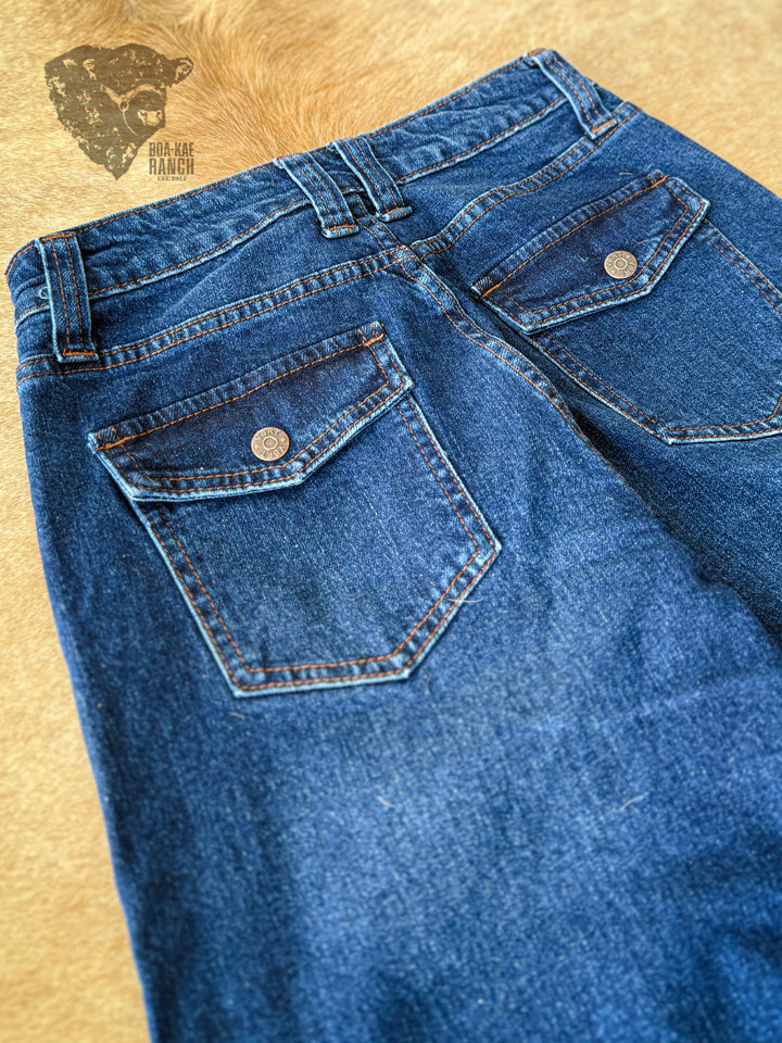 Vibrant Palazzo Leg Snap Jeans