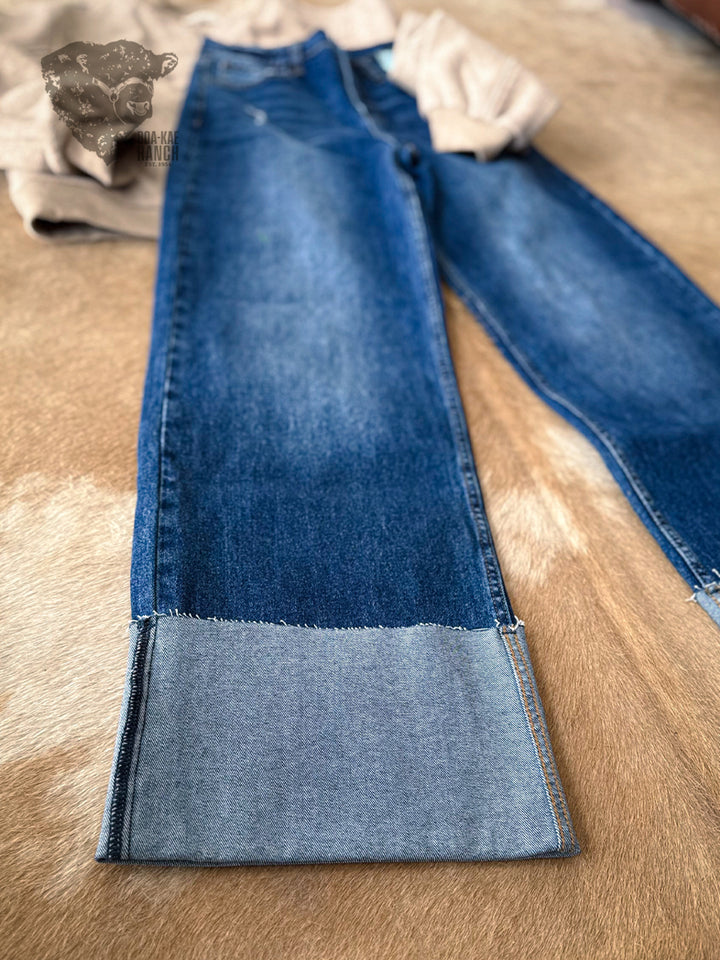 Vibrant Super Cuff Wide Leg Jeans