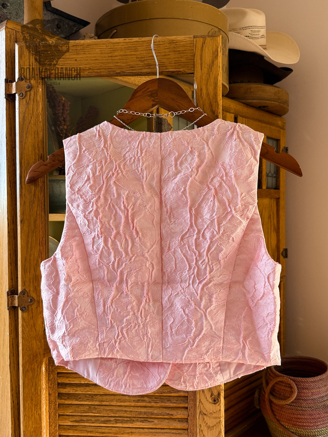 Pink Jacquard Cropped Vest