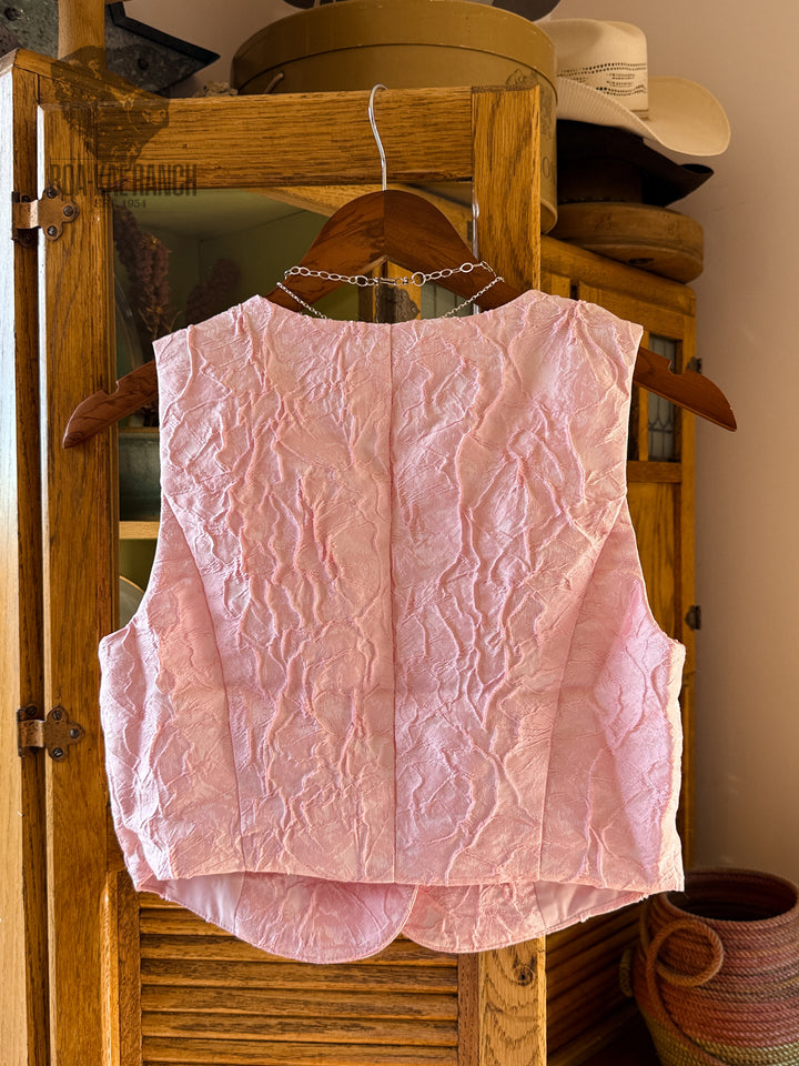 Pink Jacquard Cropped Vest