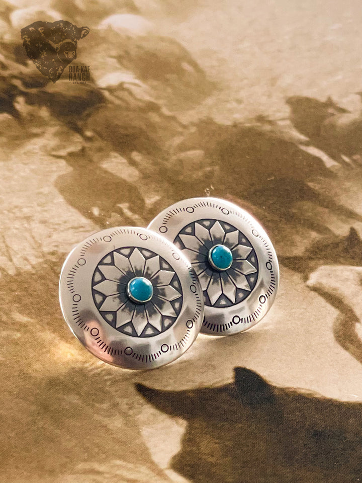 Sunburst Silver & Turquoise Studs